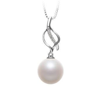 Leah Blanc 10-11mm AAAA-qualité perles d'eau douce 925/1000 Argent-pendentif en perles