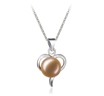 Leeza Rose 9-10mm AA-qualité perles d'eau douce Blanc Bronze-pendentif en perles