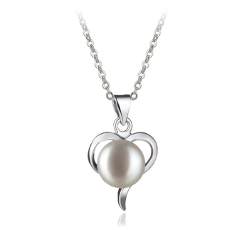 Leeza Blanc 9-10mm AA-qualité perles d'eau douce Blanc Bronze-pendentif en perles