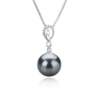 Lena Noir 10-11mm AAA-qualité de Tahiti 925/1000 Argent-pendentif en perles