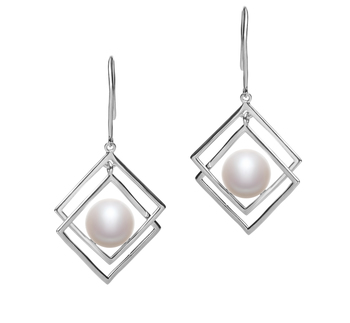 Lilian Blanc 8-9mm AAA-qualité perles d'eau douce 925/1000 Argent-Boucles d'oreilles en perles