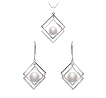 Lilian Blanc 8-9mm AAA-qualité perles d'eau douce 925/1000 Argent-un set en perles