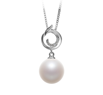 Linda Blanc 10-11mm AAAA-qualité perles d'eau douce 925/1000 Argent-pendentif en perles