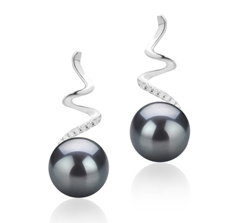 Lolita Noir 8-9mm AAAA-qualité perles d'eau douce 925/1000 Argent-Boucles d'oreilles en perles