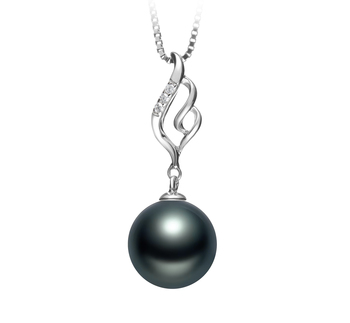 Loretta Noir 10-11mm AAA-qualité de Tahiti 925/1000 Argent-pendentif en perles