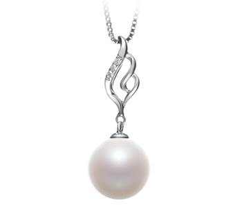 Loretta Blanc 10-11mm AAAA-qualité perles d'eau douce 925/1000 Argent-pendentif en perles