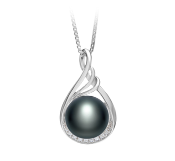 Lori Noir 10-11mm AAA-qualité perles d'eau douce 925/1000 Argent-pendentif en perles