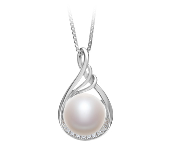 Lori Blanc 10-11mm AAA-qualité perles d'eau douce 925/1000 Argent-pendentif en perles