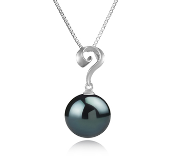 Lorna Noir 11-12mm AAA-qualité de Tahiti 925/1000 Argent-pendentif en perles