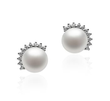 Louisa Blanc 7-8mm AA-qualité perles d'eau douce 925/1000 Argent-Boucles d'oreilles en perles