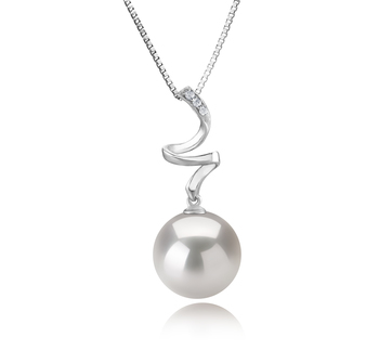 Lydia Blanc 12-13mm AA+-qualité perles d'eau douce - Edison 925/1000 Argent-pendentif en perles