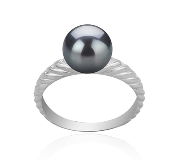 Mada Noir 8-9mm AAAA-qualité perles d'eau douce 925/1000 Argent-Bague perles