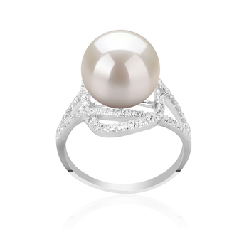 Maddie Blanc 10-11mm AAAA-qualité perles d'eau douce 925/1000 Argent-Bague perles