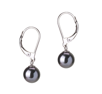 Marcella Noir 7-8mm AAAA-qualité perles d'eau douce-Boucles d'oreilles en perles