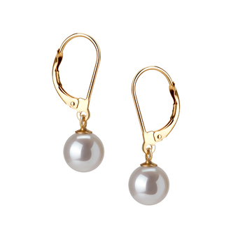 Marcella Blanc 7-8mm AAAA-qualité perles d'eau douce-Boucles d'oreilles en perles