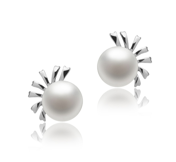 Marissa Blanc 7-8mm AA-qualité perles d'eau douce 925/1000 Argent-Boucles d'oreilles en perles