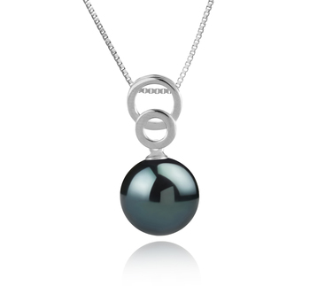 Marlo Noir 12-13mm AAA-qualité de Tahiti 925/1000 Argent-pendentif en perles