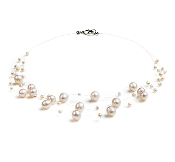 Marie Blanc 3-9mm A-qualité perles d'eau douce -Collier de perles