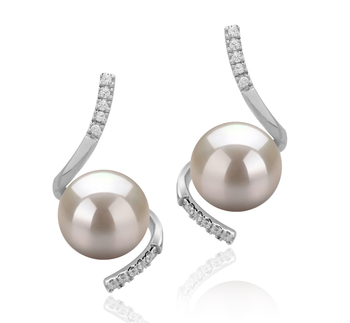 Mathilde Blanc 8-9mm AAAA-qualité perles d'eau douce 925/1000 Argent-Boucles d'oreilles en perles