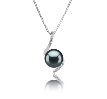 Mathilde Noir 9-10mm AAA-qualité de Tahiti 925/1000 Argent-pendentif en perles