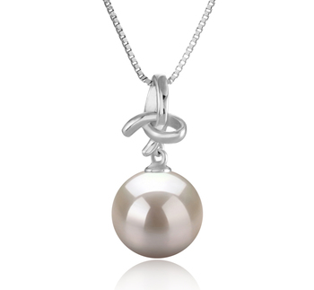 Maude Blanc 10-11mm AAAA-qualité perles d'eau douce 925/1000 Argent-pendentif en perles