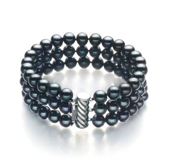 Medina Noir 6-7mm AA-qualité perles d'eau douce -Bracelet de perles