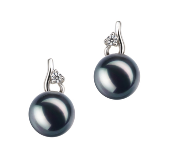 Melissa Noir 7-8mm AA-qualité Akoya du Japon 925/1000 Argent-Boucles d'oreilles en perles