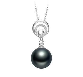 Meredith Noir 10-11mm AAA-qualité de Tahiti 925/1000 Argent-pendentif en perles