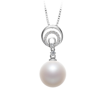 Meredith Blanc 10-11mm AAAA-qualité perles d'eau douce 925/1000 Argent-pendentif en perles
