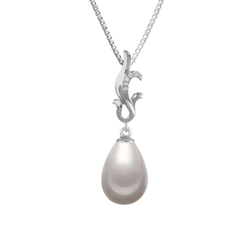 Mildred Blanc 10-11mm AAA-qualité perles d'eau douce 925/1000 Argent-pendentif en perles