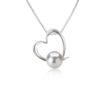 Miranda Blanc 10-11mm AAAA-qualité perles d'eau douce 925/1000 Argent-pendentif en perles