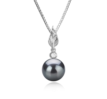 Miriah Noir 8-9mm AAAA-qualité perles d'eau douce 925/1000 Argent-pendentif en perles