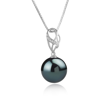 Moira Noir 11-12mm AAA-qualité de Tahiti 925/1000 Argent-pendentif en perles