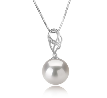Moira Blanc 11-12mm AAAA-qualité perles d'eau douce - Edison 925/1000 Argent-pendentif en perles