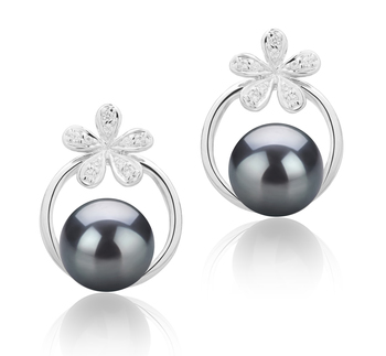 Molly Noir 7-8mm AAAA-qualité perles d'eau douce 925/1000 Argent-Boucles d'oreilles en perles