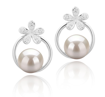 Molly Blanc 7-8mm AAAA-qualité perles d'eau douce 925/1000 Argent-Boucles d'oreilles en perles