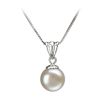 Nancy Blanc 9-10mm AA-qualité perles d'eau douce 925/1000 Argent-pendentif en perles