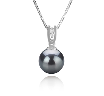 Nerea Noir 8-9mm AAAA-qualité perles d'eau douce 925/1000 Argent-pendentif en perles