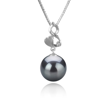 Niamh Noir 10-11mm AAA-qualité de Tahiti 925/1000 Argent-pendentif en perles