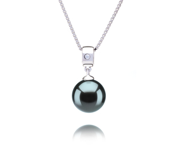 Nicole Noir 9-10mm AAA-qualité de Tahiti 925/1000 Argent-pendentif en perles