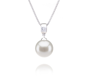 Nicole Blanc 9-10mm AAAA-qualité perles d'eau douce 925/1000 Argent-pendentif en perles