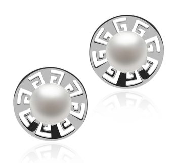 Noé Blanc 8-9mm AAA-qualité perles d'eau douce 925/1000 Argent-Boucles d'oreilles en perles