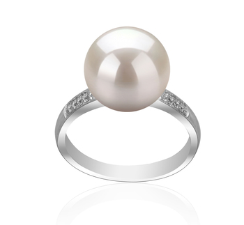 Oana Blanc 10-11mm AAAA-qualité perles d'eau douce 925/1000 Argent-Bague perles