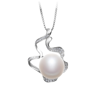 Oceane Blanc 12-13mm AA-qualité perles d'eau douce 925/1000 Argent-pendentif en perles