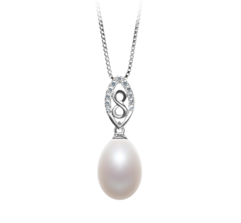 Olina Blanc 10-11mm AA - Drop-qualité perles d'eau douce 925/1000 Argent-pendentif en perles