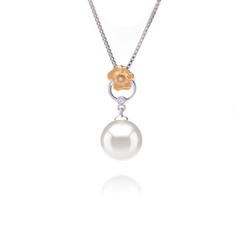 Pamela Blanc 9-10mm AAAA-qualité perles d'eau douce 925/1000 Argent-pendentif en perles