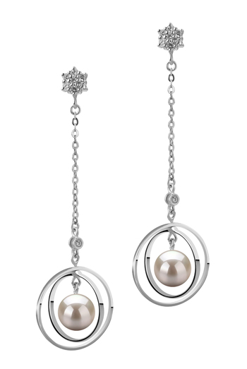 Misha Blanc 6-7mm AA-qualité Akoya du Japon 925/1000 Argent-Boucles d'oreilles en perles