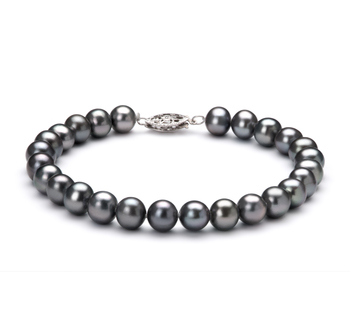 Noir 6-7mm AA-qualité perles d'eau douce 925/1000 Argent-Bracelet de perles