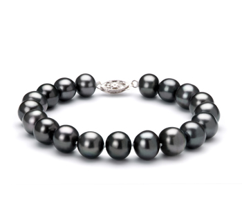 Noir 8.5-9mm AA-qualité perles d'eau douce 925/1000 Argent-Bracelet de perles