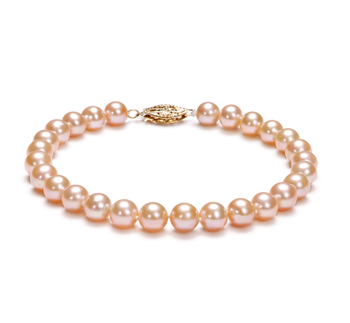 Rose 6-7mm AA-qualité perles d'eau douce Rempli D'or-Bracelet de perles